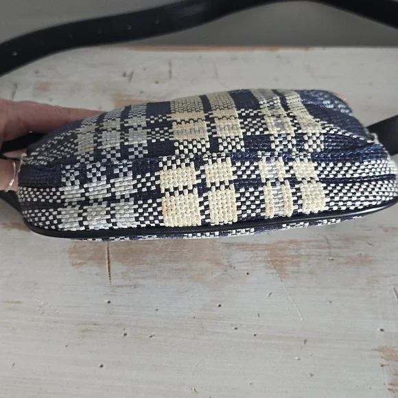Clare V Plaid Fanny Pack In Navy/Cream - Picture 5 of 13